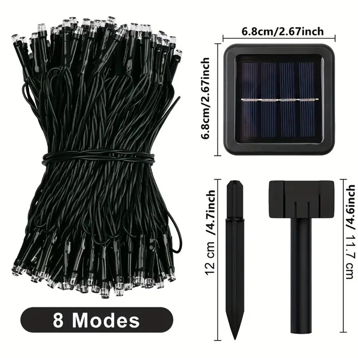 guirlande lumineuse solaire 100 led multicolore modes éclairage moderne extérieur