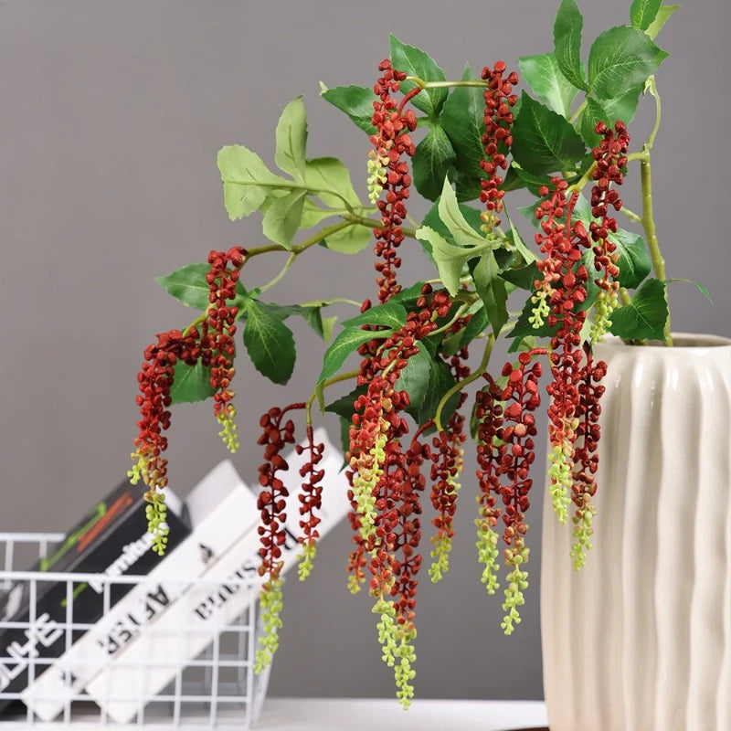 décoration intérieure plante artificielle orchidée rouge verte blanche modernes vase bois