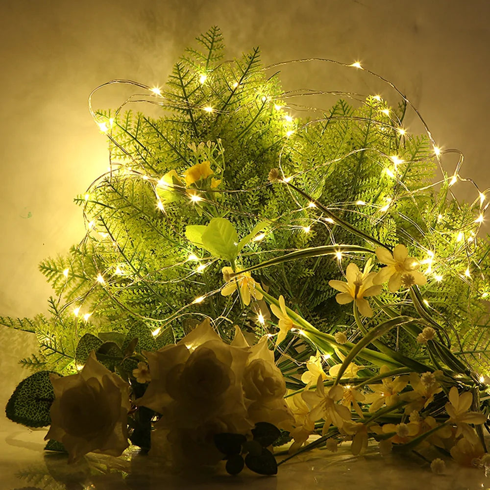 guirlande lumineuse led fil cuivre decoration noel mariage chambre decoration interieure ambiance douce blanche