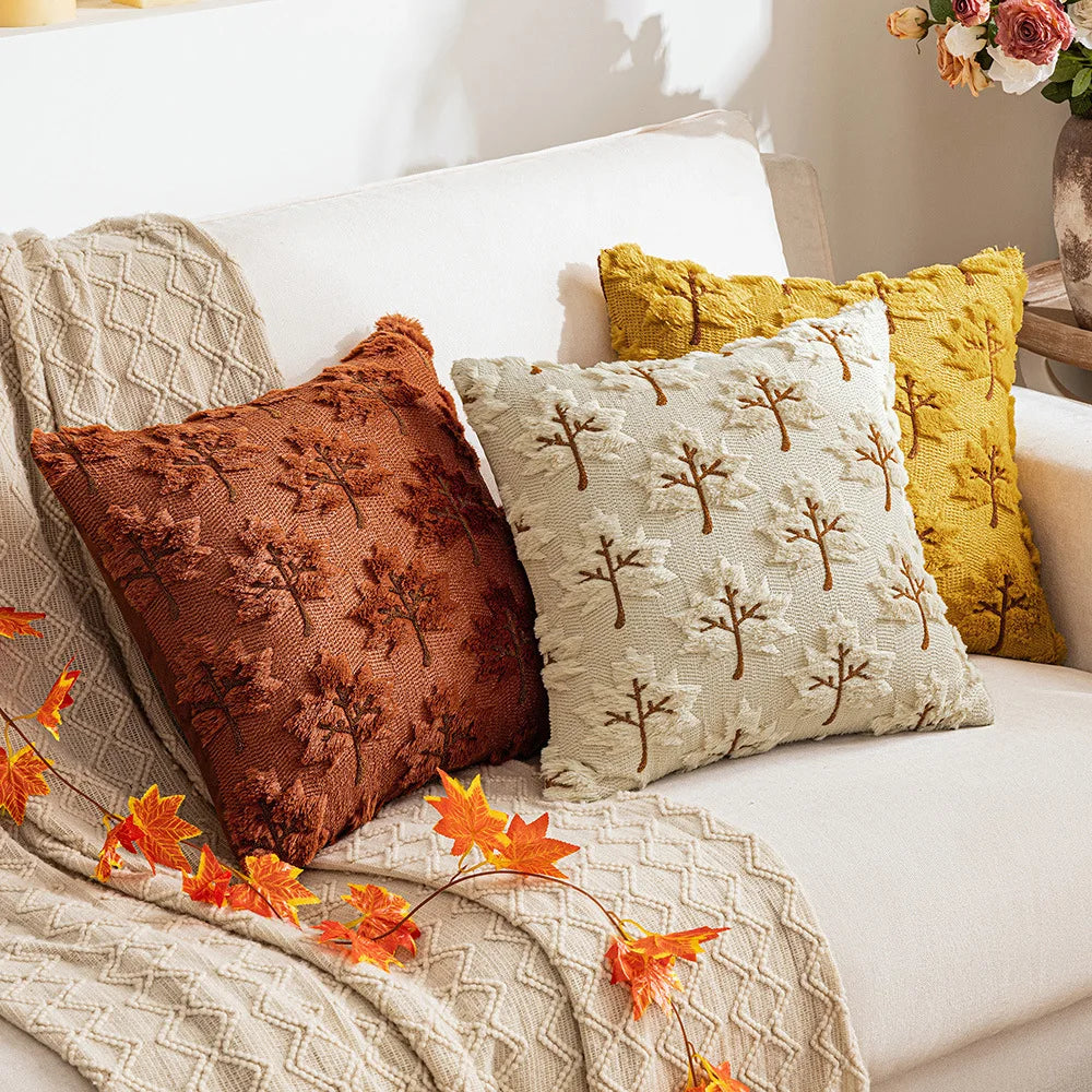 taies d'oreiller polyester feuilles d'érable orange beige halloween rustique sans rembourrage 45x45cm 50x50cm
