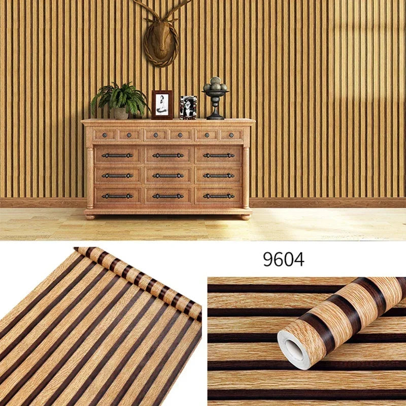 décoration murale papier peint motifs lignes verticales moderne minimaliste adhésif PVC marron beige gris
