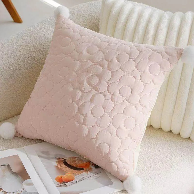 coussin moderne carré brodé motif géométrique noir blanc amovible lavable mousse mémoire forme 45x45cm