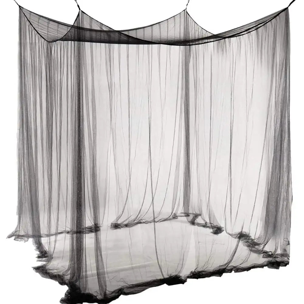 moustiquaire lit quatre portes tissu coton polyester traité insecticide noir blanc romantique bohème exotique