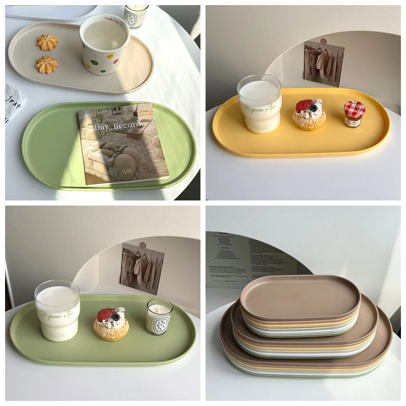 plateau ovale céramique beige rangement bijoux nourriture décoration table moderne minimaliste