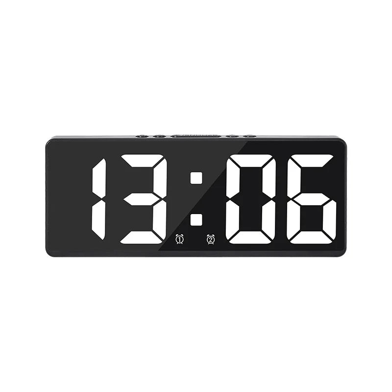 horloge numérique moderne rectangulaire noir blanc vert luminoise led snooze mode nuit