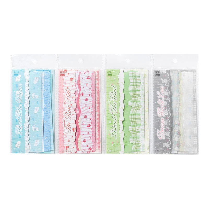 rubans décoratifs fleurs pois plaid sticker dentelle rose vert bleu blanc