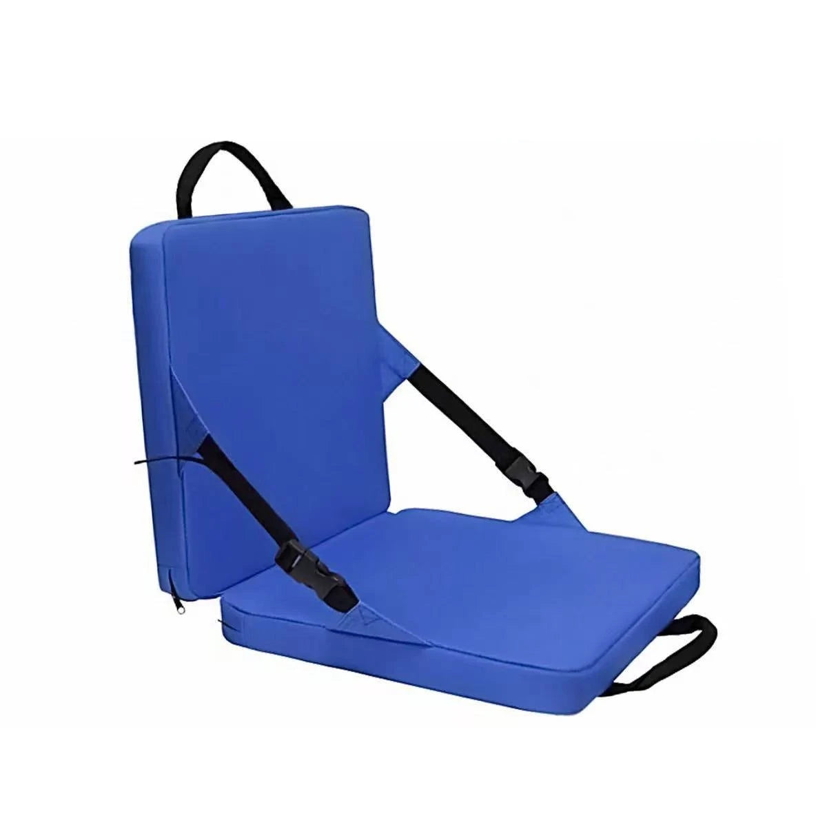 coussin siège portable extérieur bleu toile ajustable poche transporte facilement