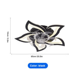 ventilateur éclairage moderne intensité variable forme fleur télécommande application minuterie vitesses led noir blanc
