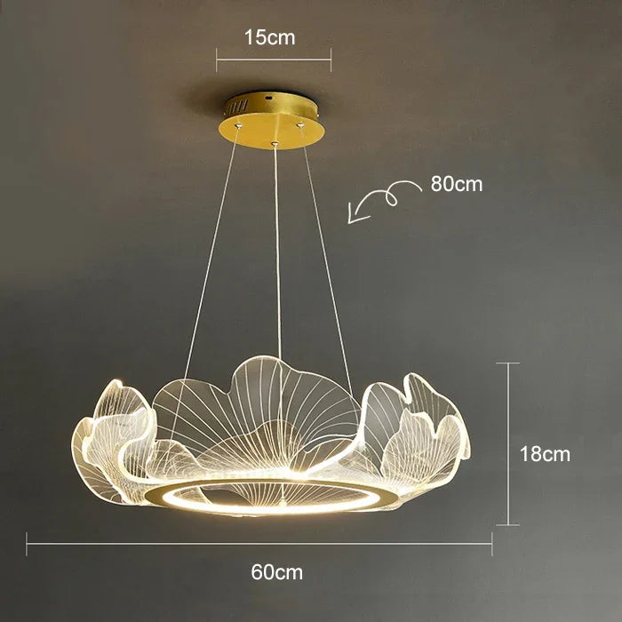 suspension lumineuse papillons blanc doré moderne minimaliste led chambre salonhôtel