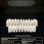 suspension lumineuse moderne blanc feuilles fines chaines minimaliste led