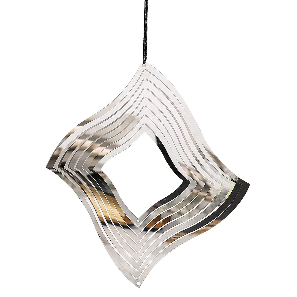 décoration murale mobile cinétique argentée moderne effet optique suspendue balcon jardin