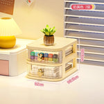boîte rangement tiroirs transparentes poignées coeurs blanc rose beige