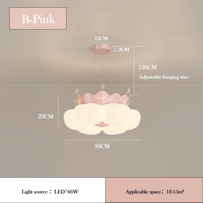 lampe suspendue moderne nuage blanche rose pâle brillante chaînes led minimaliste chambre enfant filles