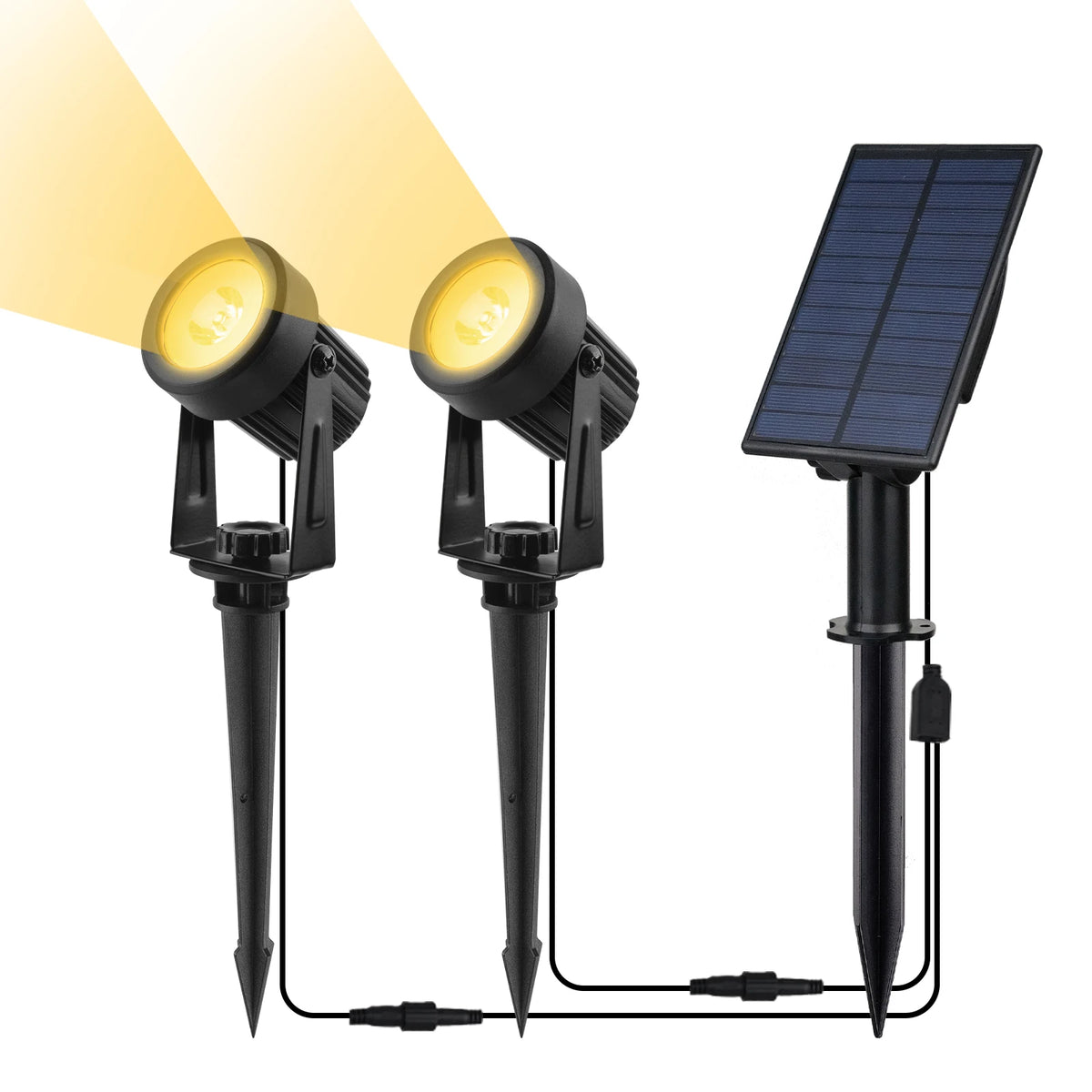projecteur solaire led moderne noir ip65 résistant autoinstallation 2modes luminosité