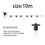 guirlande lumineuse solaire vintage filaments transparents noir industrielle extérieure 10mètres festive jardin party