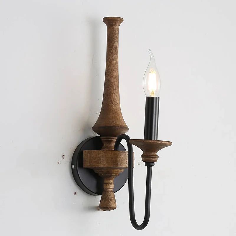 lustre bois vintage noir ampoules e14 cinq bras salon chambre coucher rustique