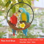 décoration extérieure oiseau suspendu perroquet plumage coloré anneau métallique jardin fleurs artificiellesbranches