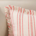 housse coussin boho chic rayé beige blanc rustique zipper 30x50cm