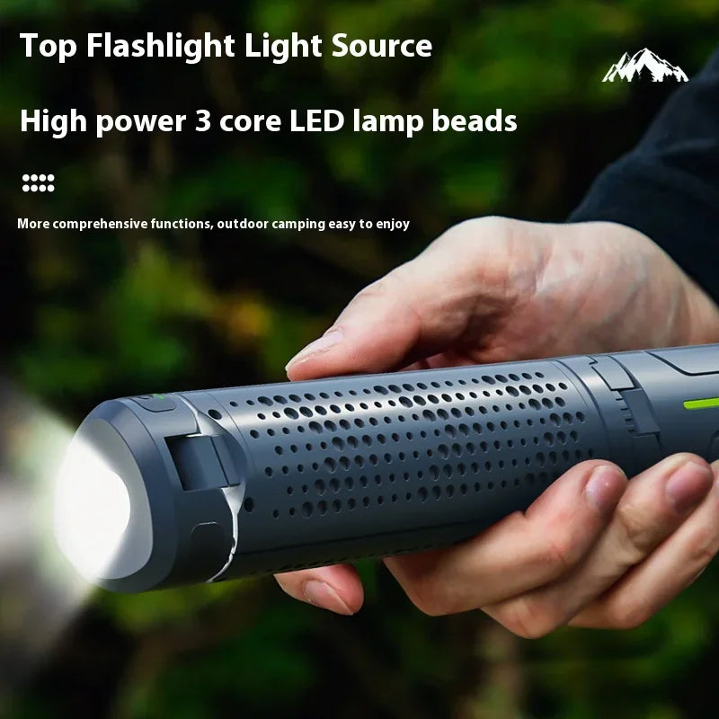 lampe camping télescopique gris moderne trépied pliable bras interrupteur clignotement led