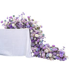 guirlande florale artificielle violette décoration mariage anniversaire extérieur moderne 40x225cm transparente festive
