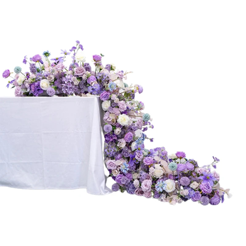 guirlande florale artificielle violette décoration mariage anniversaire extérieur moderne 40x225cm transparente festive