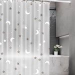 rideau douche transparent moderne lune étoiles points ondulés 180x180cm 180x200cm