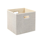boîtes rangement pliables tissu lin beige poignées métalliques moderne organisation chambre enfants jouets