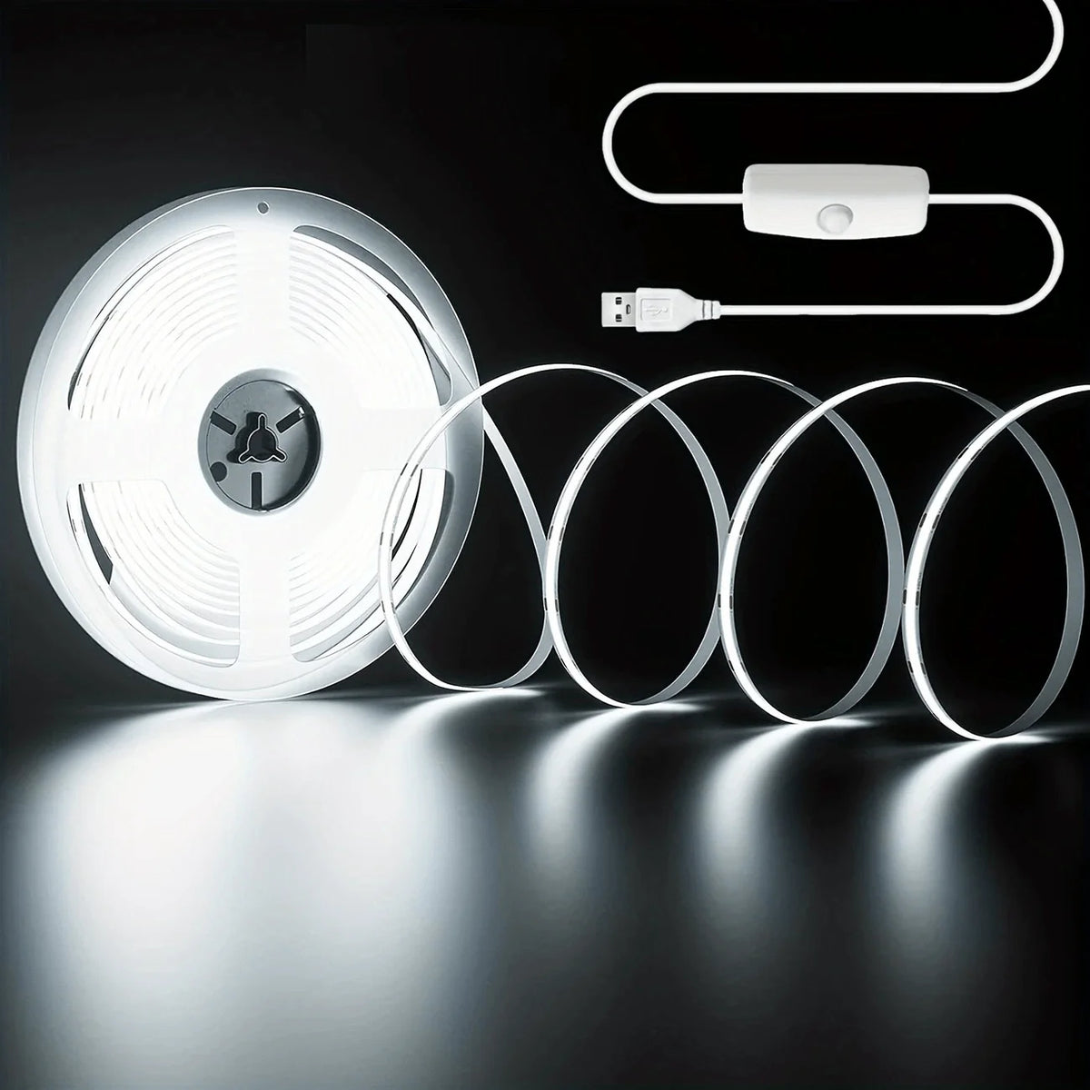 ruban led flexible blanc haute luminosité adhésif usb découplable moderne decoration murale salon