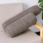 coussin rectangulaire patchwork moderne texture lin beige gris bleu marine decoratif memoire forme corporelle