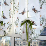 rideau fenêtre floral papillon transparent champêtre décoration guirlande feuilles verte blanc vert orange bleu