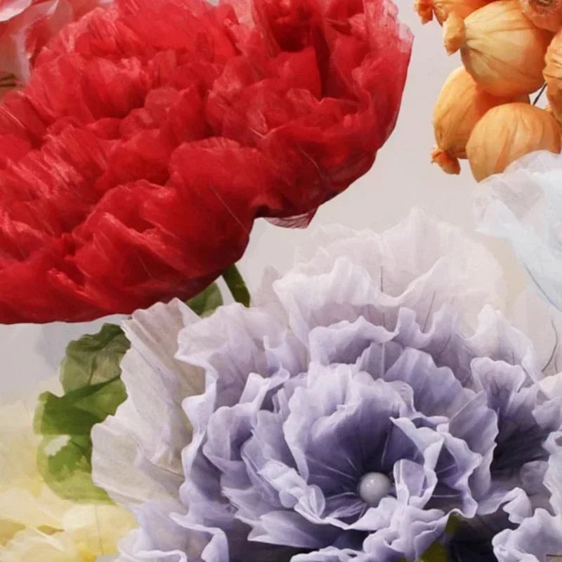 décoration intérieure fleurs artificielles rose rouge bleu violet transparentes modernes