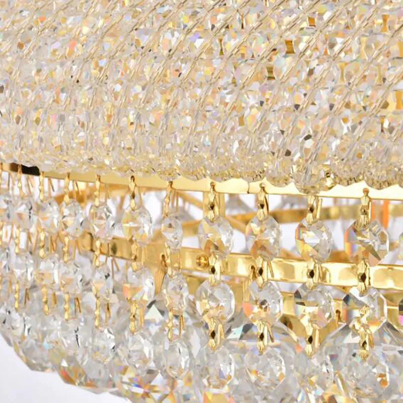 lustre led doré cristal transparent classiqueintérieur salon cuisine decoration chrome polish