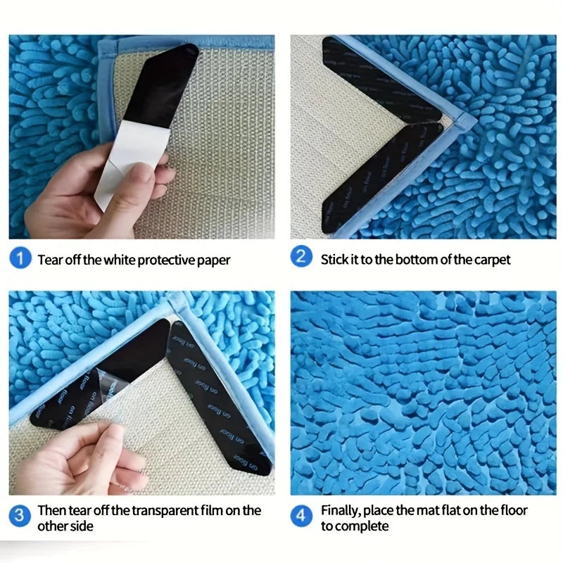 protection tapis adhésive 10 pièces beige bleu motifs géométriques moderne doux