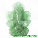 statuette ganesha vert clair aventurine opale artisanale détails fins sculpture main décoration maison jardin