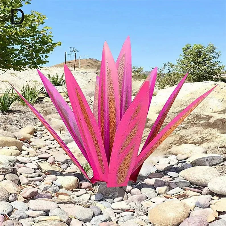 plantes artificielles feuilles larges modernes couleurs bleu vert rouge jaune rose ornement jardinextérieurintérieur