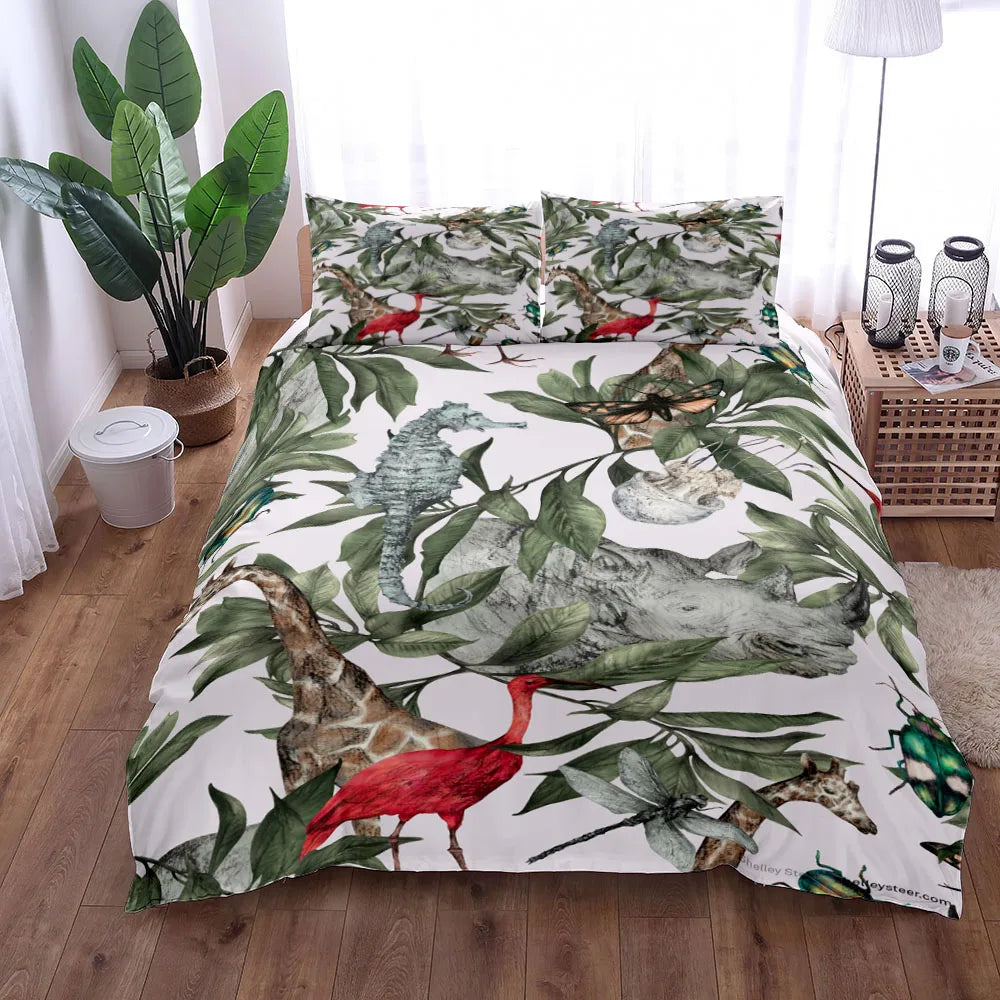 Housse de couette jungle tropicale brune