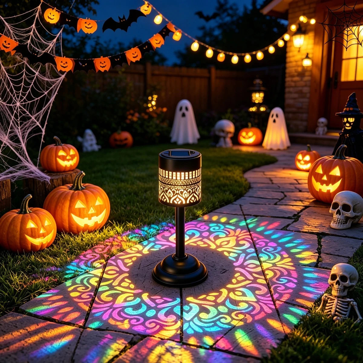 lumière solaire décorative moderne noire dorée ajourée extérieure jardin patio chemin