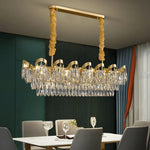 lustre cristal moderne doré transparent finition brillante élégant pendeloque chambre salon