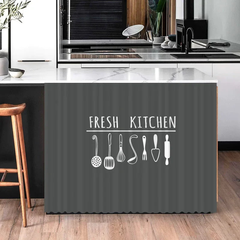 rideau protection meuble cuisine gris blanc rayures verticales moderne opacité sans perçage taille xl