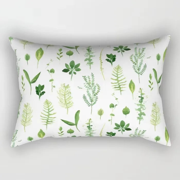 coussin rectangulaire décoratif motif feuilles tropicales fleurs papillons moderne chambre salon maison 30x50cm