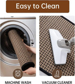 tapis solide marron clair noir tissé géométrique moderne antidérapant lavable cuisine intérieur