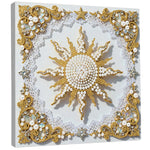tableau décoratif peinture strass papillons lune étoiles floral contemporain débutant artisanal 25x25cm