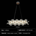 Suspension lumineuse cristal blanc doré fleurs relief moderne élégante chambre salon