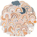 autocollants boho chic arc ciel nuages étoiles lunes feuilles marron beige gris blanc imperméables