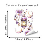 décoration ramadan stickers muraux lanternes colorées lune étoiles dorées floral violet vert rose artisanal