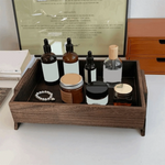 plateau bois moderne marron foncé capacité cosmétiques rangement bijoux déco