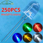 Diodes led 10mm bleu vert rouge orange blanc rose violet blanc chaud 250pcs