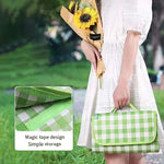 serviette pique nique carreaux vert clair blanc résistante l'eau facile nettoyer pratique simple camping