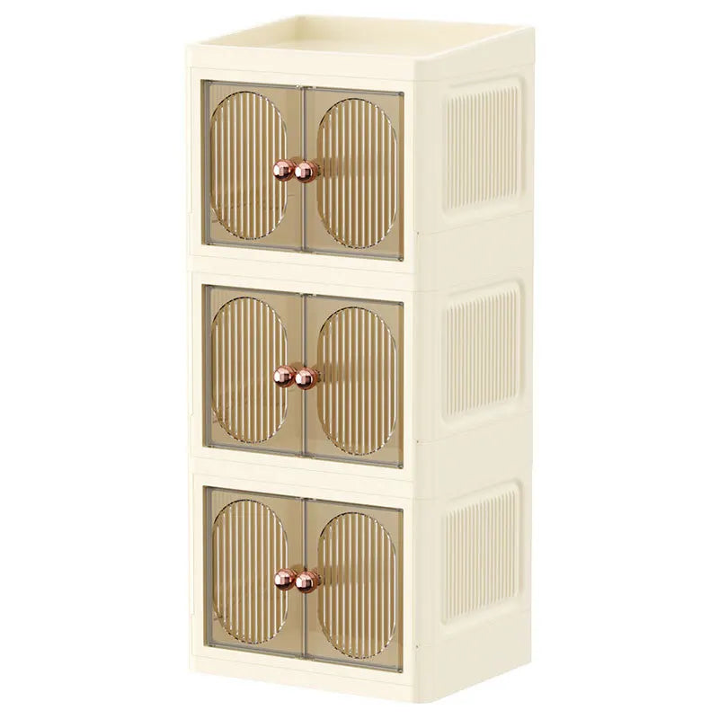 boîte rangement cosmétiques porte opaque moderne poignées dorées compartiments multiples élégante organisation produits soins