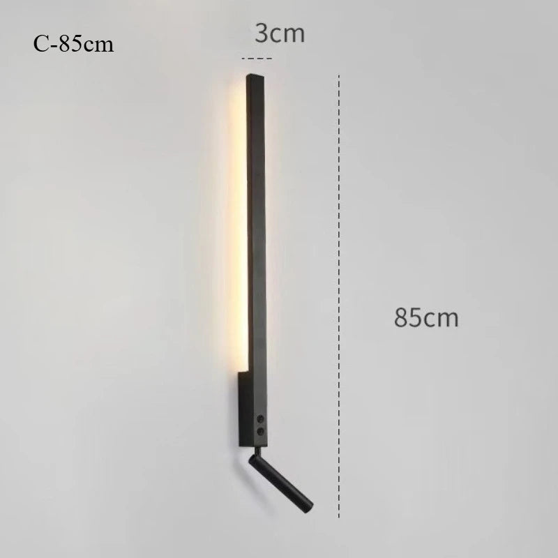 lampe murale moderne minimaliste fixée mur alimentée courant alternatif lumière jaune noir chambre coucher